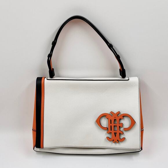 Emilio Pucci Pilot Leather Top Handle Bag Monogram Logo Purse Handbag - Picture 1 of 13